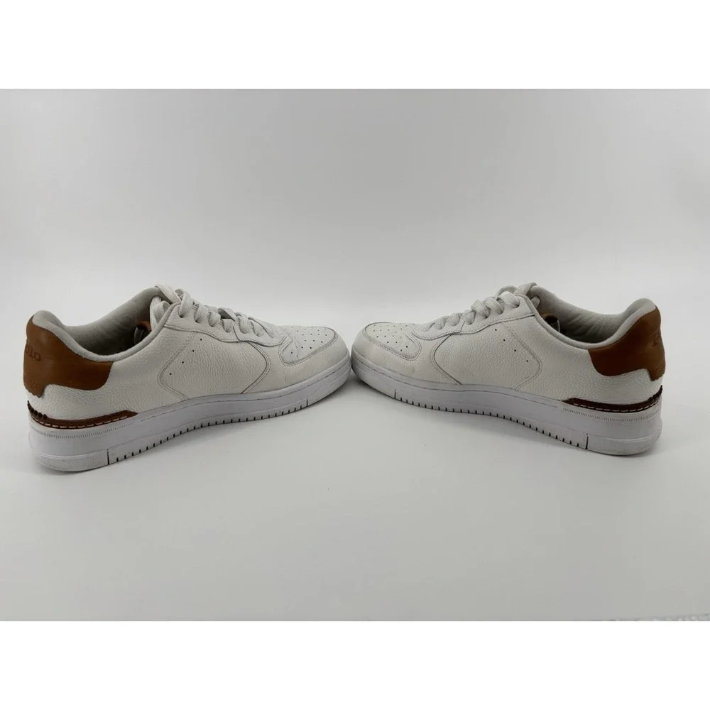 Polo Ralph Lauren Masters Court Leather Sneaker Deckwash White/Tan Men's US 8